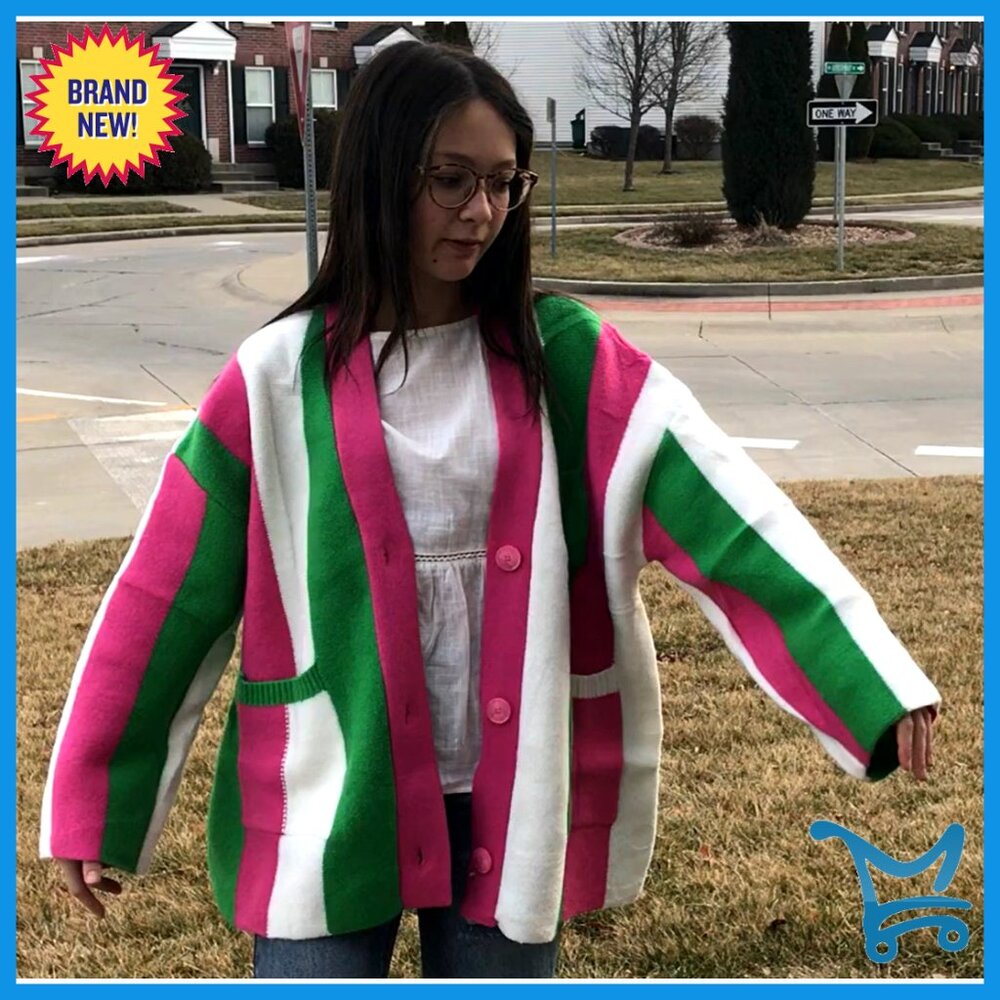 Oversized Chunky Knit Cardigan Long Sleeve Button Front Pockets - Picture 7 of 7